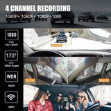 Car DVR Dash Cam 4 CH FHD 4*1080P Dashboard Camera 24H Parking Monitor Video Recorder Night Vision WiFi Black Box Loop Recording