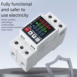 High Quality 63A Din Rail 3-In-1 Display Timer Relay Voltage Power Meter Over Voltage And Under Voltage Protector