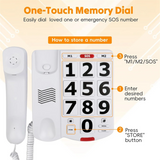 Big Button Phone for Elderly Seniors, Home Land Line Phone One Key for Help Telephone for the Visually Hearing Impaired
