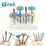 Best 1Box/15pcs Grinding and Polishing Kit of Zirconia Diamond Burs Stones Disc Dentistry Drill Bits Lab Tools Kits Polish Tool