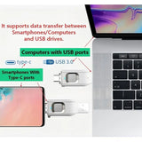 Fingerprint Flash Drive Password Verification Metal OTG Pendrive USB3.0 Type C for PC Phone Lock Thumbdrive Jump USB Disk 64GB