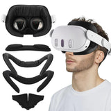 6 in 1 Face Pad Replacement PU & Ice Silk Foam Face Cushion Anti-Leakage Nose Pad Lens Protector Lens Cloth for Oculus Quest 3