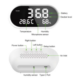 Sound Level Meter 3 In 1 Digital Display Decibel Test Meter Comprehensive Ambient Temperature Humidity Noise Tester