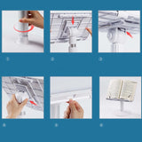 Reading Book Stand Metal Support Hands Free Holder Bookstand with Page Paper Clips Book Holder Stand for Sheet Music Textbooks