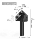 1Pc Milling Cutter V Groove Router Bit 90 Degrees 1/2-inch Shank V Slot Wood Router Bit with Carbide CNC Insert Woodworking Tool
