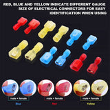 100Pcs Nylon Spade Quick Disconnect Connectors Kit,Electrical Insulated Terminals,Male and Female Wire Crimp Terminal 22-10 AWG
