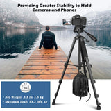 New style Tripod, Tripod for Camera and Phone, Aluminum Professional Tripod Stand with Carry Bag and Phone Holder
