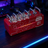 Desktop USB Hub Switch with Ambient Lighting - Metal Body, App Control, Audio Rhythm Light for Gaming Setup & Workspace