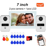 4 Wire Digital Video Intercom System 7 Inch Wireless 5G WIFI Monitor 1080P Doorphone Camera Video Doorbell Card Tuya App Unlock