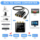 RCA AV To HDMI-compatible Converter AV/CVSB L/R Video Box HD 1080P Support NTSC PAL Output