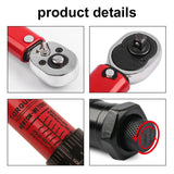 Adjustable Torque Wrench 1/4 Inch Drive 5-25N.m Red Black Silver Metal Hand Tool 270mm 10.6in Spanner for Bicycle Motorbike Car