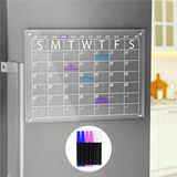 E-Easy To Use-1 Set Acrylic Dry Erase Board Dry Erase Board Calendar For Fridge, 16X12 Inches Clear Dry Erase Calendar Includes
