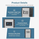 Alloy Key Lock Box Weatherproof Resettable 4 Digit Combination Key Storage Box Password Protected Wall Mount