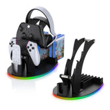 For PS5 Desktop Storage Stand Controller Stand With RGB Lights Headphone/Handle/Remote/Disc Desktop Storage Stand