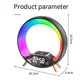 Multi-Function Night Light with Wireless Charging Bluetooth Speaker Smart Alarm Clock Atmosphere Light(B)EU Plug