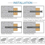 100 plastic wall anchors and 100 screws, 10 sizes of carbon steel screws, wall plug bolt combination kit,  wall plug anchor set