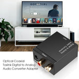 Digital Optical Coaxial Signal to Analog DAC SPDIF Stereo 2*RCA Audio Converter Adapter With Fiber Optical Cable 3.5MM Jack