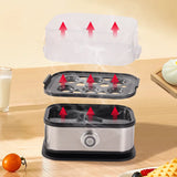 200W Electric Breakfast Egg Cooker 6-Egg Boiler Steamer Egg Custard Steamer Food Warmer for Quick Meals Compatible 110V/220V