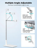 Tablet Floor Stand-Flexible Long Arm Tablet&Phone Holder,360° Angle Adjustable, Aluminum, Bedside,Compatible with 4.7''-11''