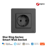 Smart Socket EU Wall Embedded Outlet Energy Monitor Indicator App Remote Control Voice Cotrol Alexa Google Home White/Black