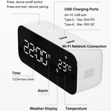 Tuya WiFi Smart Alarm Clock USB Desktop Fast Charging Socket Weather/Temperature Display Alarm Clock Timer App Voice Control