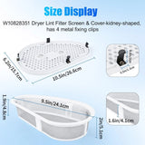 Lint Filter and Cover Assembly W10828351 for Whirlpool Kenmore Dryer Lint Trap with Stainless Steel Mesh Easy Clean
