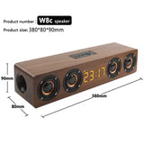 W8C 12W Wooden Bluetooth Speaker With 4 Loudspeakers 52mm Diameter TF Card Playback 3.5mm AUX Audio Input FM Radio Clock & Alarm