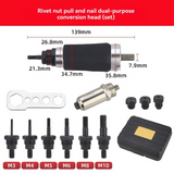 Rivet Nut Tool, Electric Drill Adapter Rivet & Rivet Nut Two Functions Rivnut,6 Rivet Nut Mandrels and 3 Rivet Heads