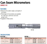 Mitutoyo 147-202 for Sprayer Cans Range 0-13mm 0.01mm Can Seam Micrometers