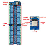 DC5V/DC12V/DC24V ESP32 32 Channel Relay Module ESP32-WROOM Development Board Secondary Development Relay Module Smart Home Relay