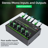 Mix400 Pro 4 Channel Professional Sound Mixer With RGB Light Mini Audio Mixer Line Mixer Small Audio Mixer For Club Bar