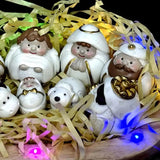 2025 New Miniature Nativity Scene Figurine Illuminated LED Wooden Manger Scene Ornament for Festival Christmas Decoration