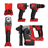 Brushless Electric Tools Screwdriver  Electric Hammer Angle Grinder Electric Wrenches Combination Set with 4 Batteries
