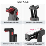 Multi-functional Phone Holder Clamp 360° Rotatable Dual Cold Shoe Mounts Plastic Black 6cm-9cm Clip Width 51g for Smartphone