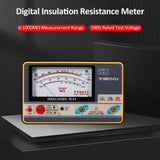 Insulation Resistance Meter Digital Ohmmeter Megger Handheld Insulation Tester Megameter 0-1000MΩ 500V High Accuracy Megohmmeter