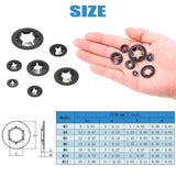 280Pcs Internal Tooth Push On Locking Washers Speed Clips Star Nut Locking Fasteners Assortment Kit M3 M4 M5 M6 M8 M10 M12