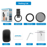 APEXEL 67MM Circular Polarizing CPL Filter Camera Lens Filter for Phone with Metal Cold Shoe Phone Clip Multi NANO Coated Glass