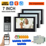Home 7inch LCD Wifi for Apartments Residential 1080P Intercom Doorbell with RFID Card Unlock 2/3/4 Unit Video Door Phone System