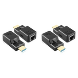2Pcs 60M -Compatible Extender Rj45 Cat6 Cable 1080P Ethernet Extender Video Transmitter Adapter