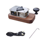 Vintage Style Morse Code Telegraph Key - Black Walnut & Stainless Steel CW Paddle, with Sound/Light Module & Ergonomic Design