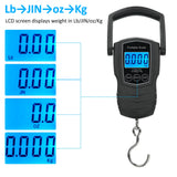 50Kg/110Lb Digital Luggage Scale with 1.5M Measuring Tape, Kg/Lb/Jin/Oz 4 Units Switched, Hook, ABS Material, 210x89x28mm Size,