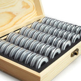 Durable 50 Pcs Coin Holder Case With Wooden Storage Box Coin Display Case Round Coin Capsules Commemorative Coin Holder