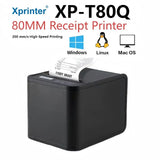 XP-T80 Restaurant Thermal Receipt Printer With Order Notification Automatic Paper Cutting HD Printing Logo Text Graphic QR Codes