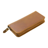 Leather Pen Storage Bag Pencil Pouch with Zipper Vintage Pen Case Holder for Office Receipts Invoices School Stationery Supplies