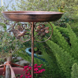 New Heavy Duty Metal Construction Double Use Outdoor Bird Bath And Feeder With Lawn Spikes Installation for Climbing Plant