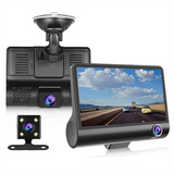 Car DVR Dashcam HD Screen 1080P 3 Lens Video Recorder Front + Interior+Rear View Camera Dash Cam 4 Inch ABS