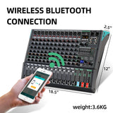 PA12 12-Channel Professional Audio Mixer Video Lighting Console MP3 Computer Input 99 Built-In Reverb Effects Audio Mixing
