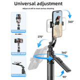 AI Face Tracking Selfie Stick Tripod 360° Rotation With Fill Light Gimbal Stabilizer Universal Remote Phone Selfie Stick