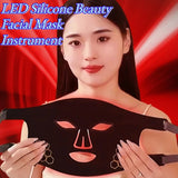LED Silicone Photon Rejuvenation Beauty Facial Mask Instrument Household Red Blue Light Moisturizing Skincare Facial Mask Device