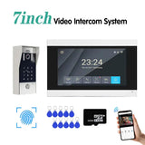 New 5in1 Fingerprint Unlock Tuya Smart 1080P 7inch LCD Wifi Video Intercom System Video Door Phone Camera with Motion Detector